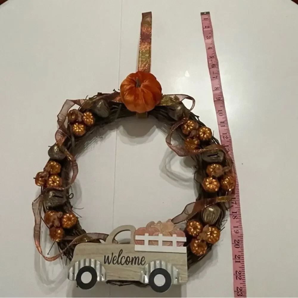 Handmade Pumpkin Truck Wreath 13
